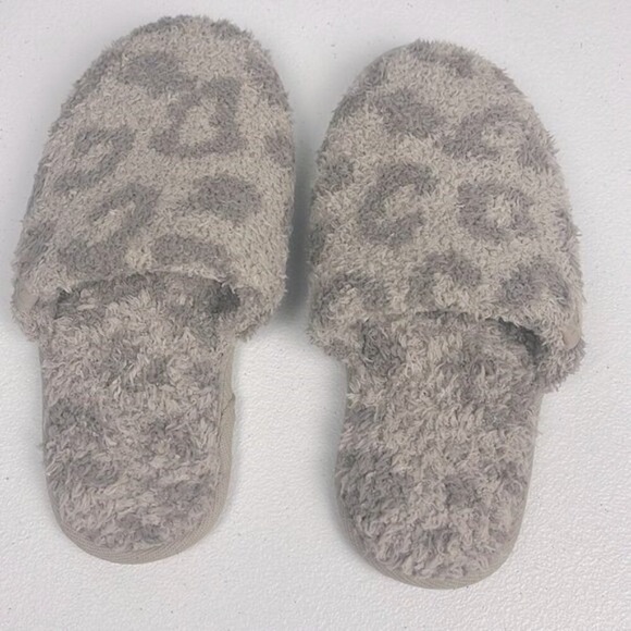 Barefoot Dreams Slippers In The Wild Animal Print Grey Slip-On Mule Slide Cozy S - Picture 4 of 10